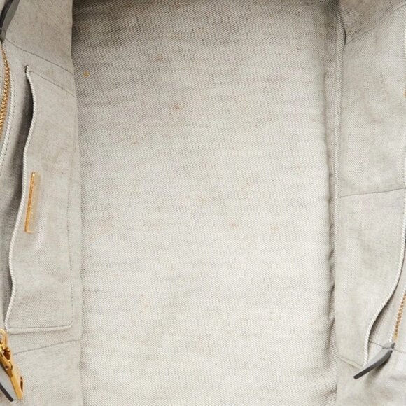 Prada Grey Canapa Denim Logo-Print Medium Tote Bag - Picture 6 of 10